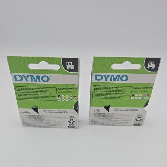 Qty 2  Dymo D1 41913 Label Maker Tape 3/8" X 23' Black Refill Label Writer  NEW! - Picture 2 of 3